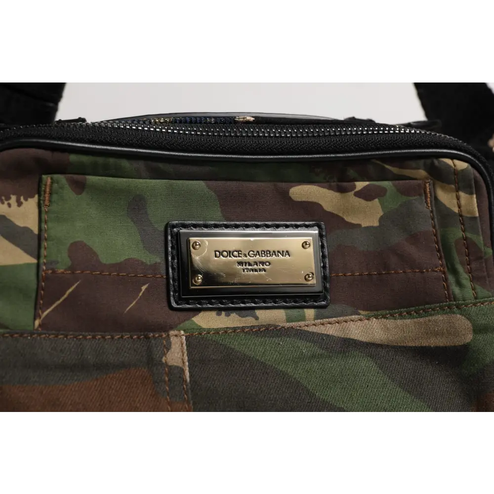 Dolce & Gabbana Multicolor Camouflage Patchwork Logo Taille Gürteltasche