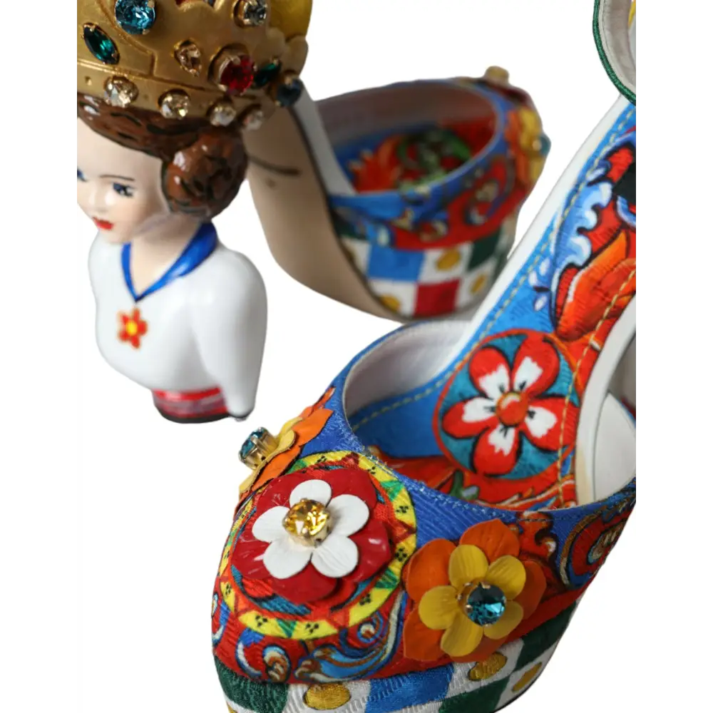 Dolce & Gabbana Multicolor Carretto verschönerte Sandalen Schuhe - EU36.5/US6