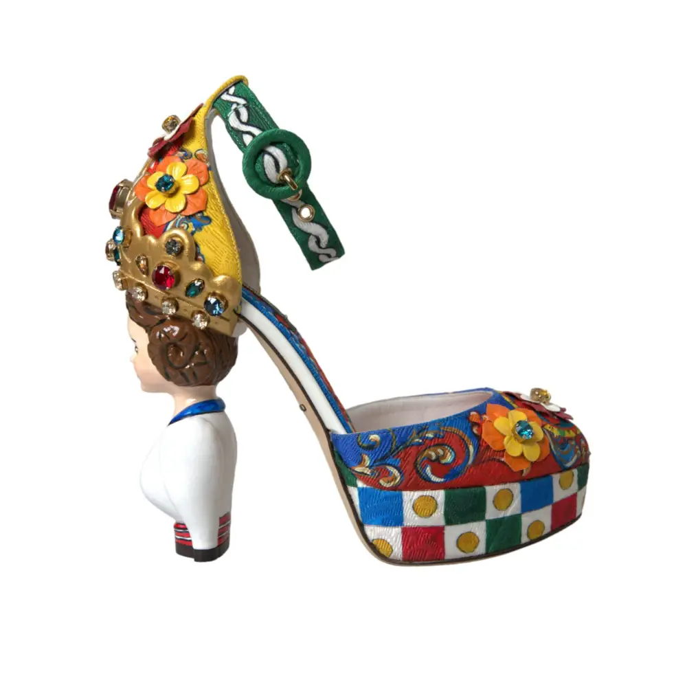 Dolce & Gabbana Multicolor Carretto verschönerte Sandalen Schuhe - EU36.5/US6