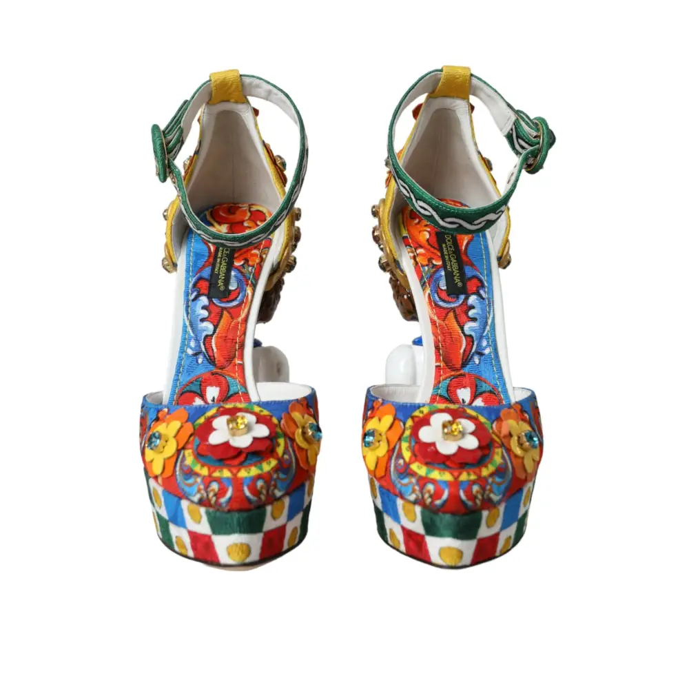 Dolce & Gabbana Multicolor Carretto verschönerte Sandalen Schuhe - EU36.5/US6