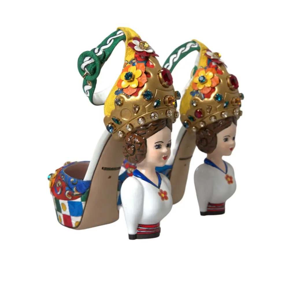Dolce & Gabbana Multicolor Carretto verschönerte Sandalen Schuhe - EU36.5/US6