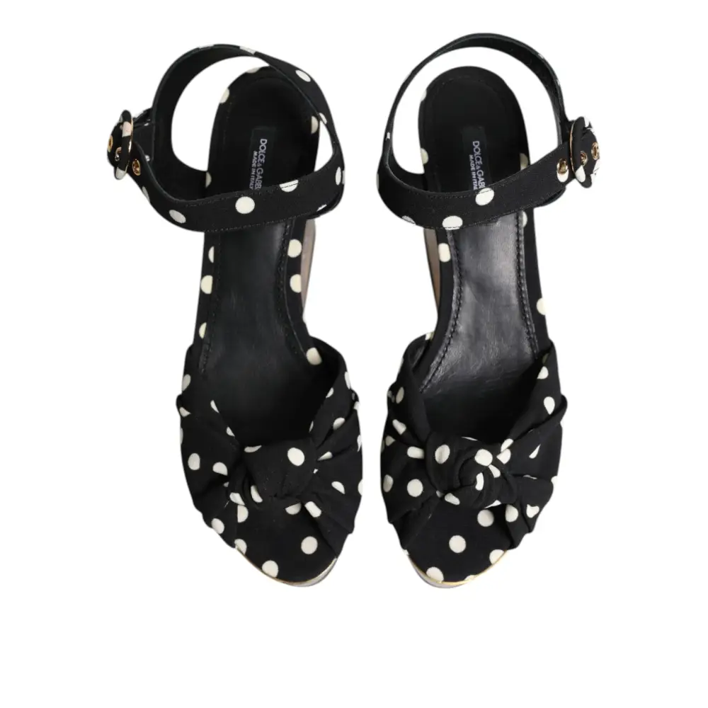 Dolce & Gabbana Multicolor Fisch Polka Dot Keil Sandalen Schuhe - EU37/US6.5