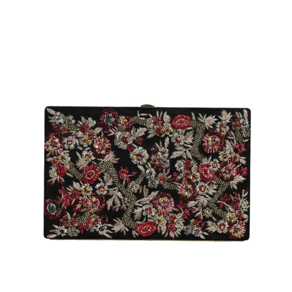 Dolce & Gabbana Multicolor Floral Gold Frame Clutch Abend Handtasche