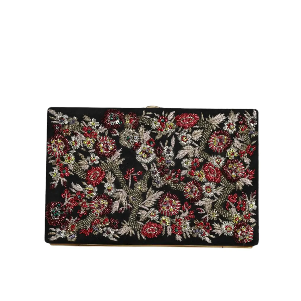 Dolce & Gabbana Multicolor Floral Gold Frame Clutch Abend Handtasche