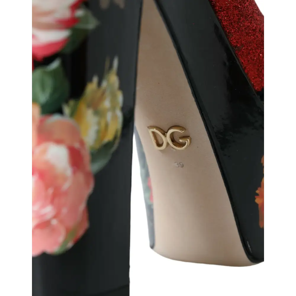 Dolce & Gabbana Multicolor Floral Kristall Plateau Sandalen Schuhe - EU39/US8.5