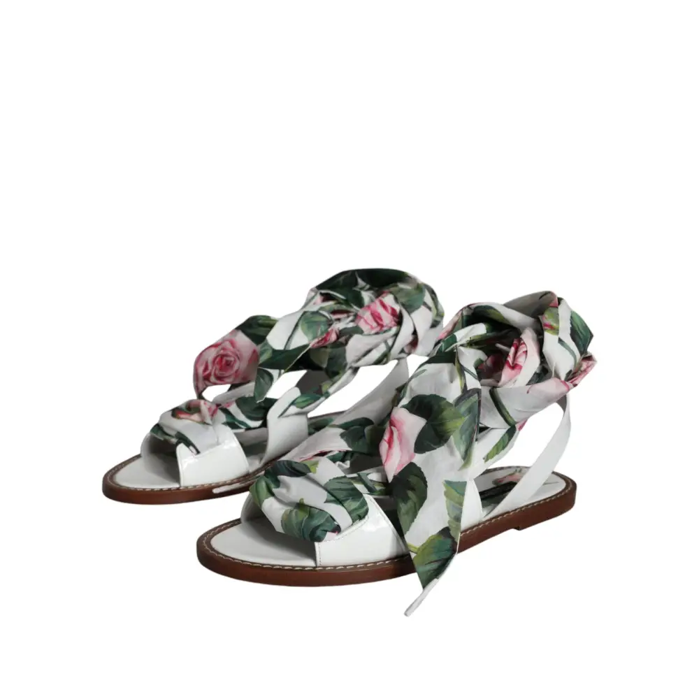 Dolce & Gabbana Multicolor Floral Print Ankle Wrap Sandalen Schuhe - EU36/US6