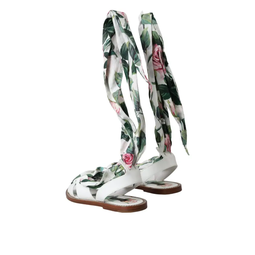 Dolce & Gabbana Multicolor Floral Print Ankle Wrap Sandalen Schuhe - EU37/US6.5