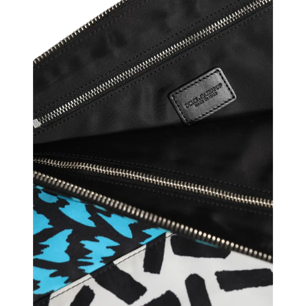 Dolce & Gabbana Multicolor gedruckt Nylon Logo Plaque Männer Clutch Pouch Tasche