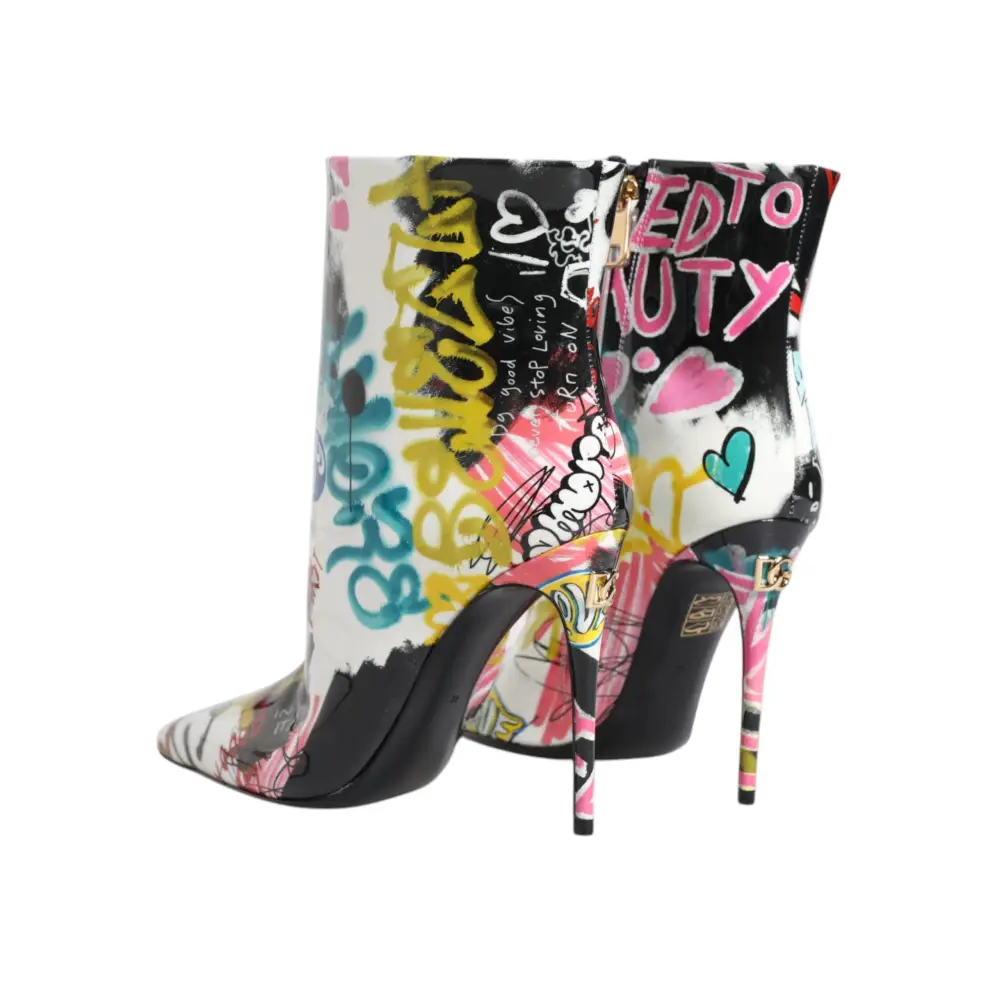 Dolce & Gabbana Multicolor Graffiti Keira Mid Calf Stiefel Schuhe - EU35/US4.5