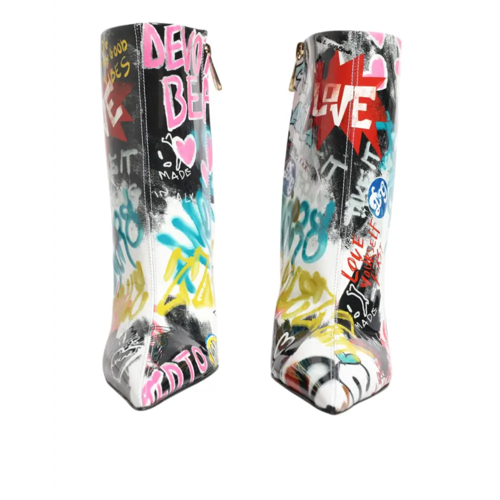 Dolce & Gabbana Multicolor Graffiti Keira Mid Calf Stiefel Schuhe - EU35/US4.5