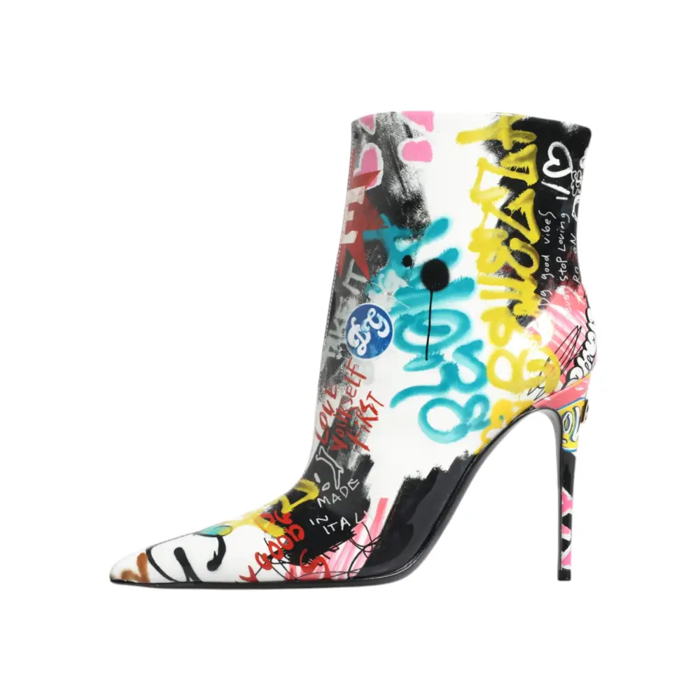 Dolce & Gabbana Multicolor Graffiti Keira Mid Calf Stiefel Schuhe - EU35/US4.5