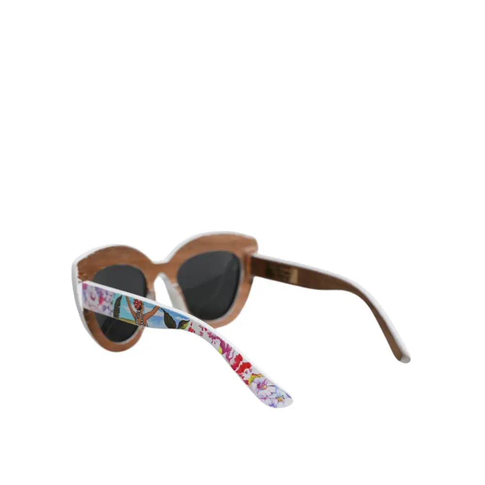 Dolce & Gabbana Multicolor Holz Kristall Messing Rahmen Floral Hand Paint Sonnenbrille