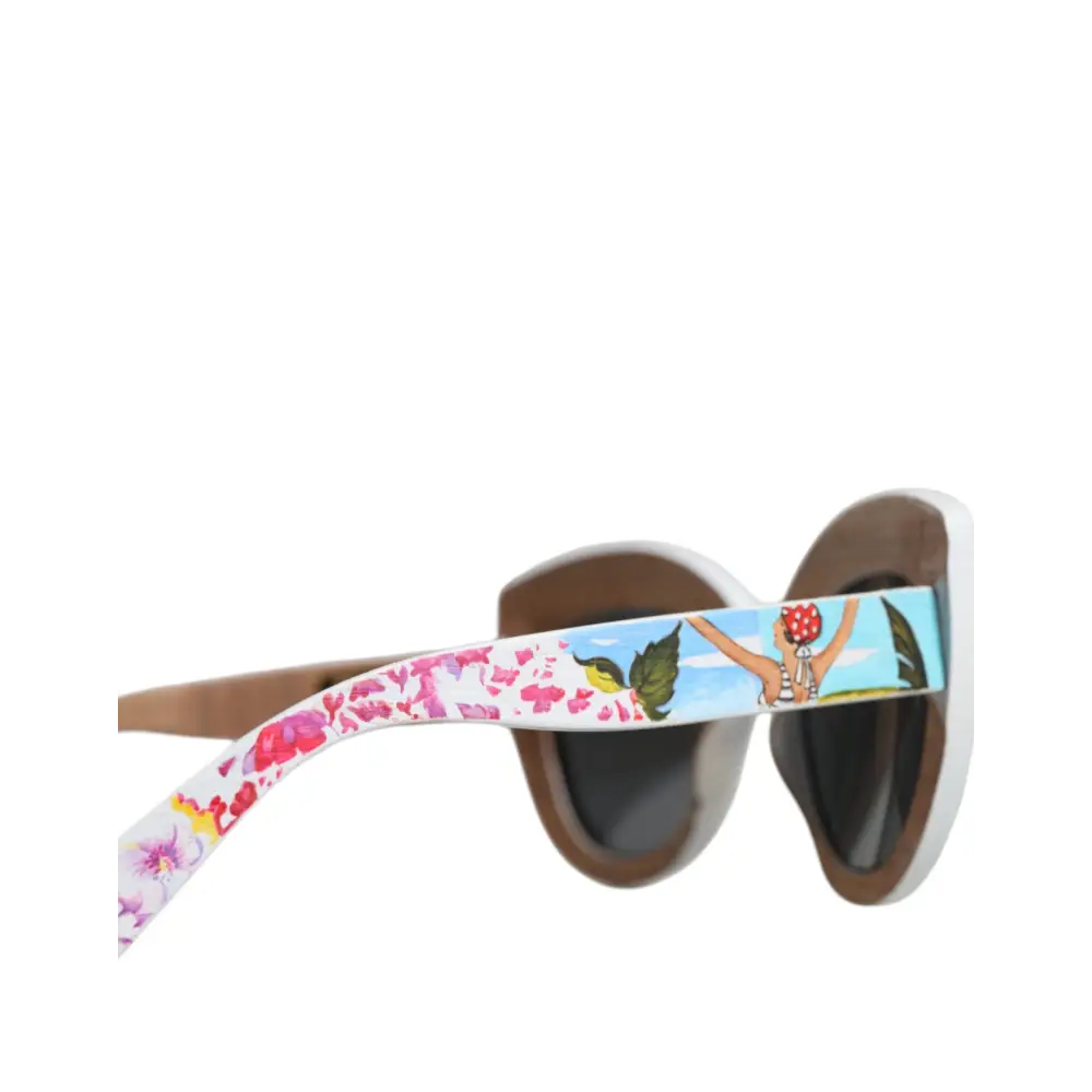 Dolce & Gabbana Multicolor Holz Kristall Messing Rahmen Floral Hand Paint Sonnenbrille
