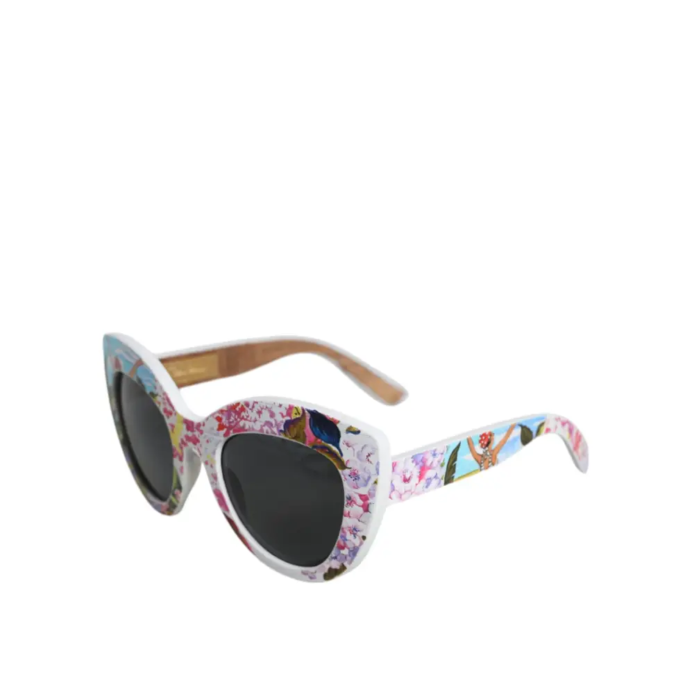 Dolce & Gabbana Multicolor Holz Kristall Messing Rahmen Floral Hand Paint Sonnenbrille