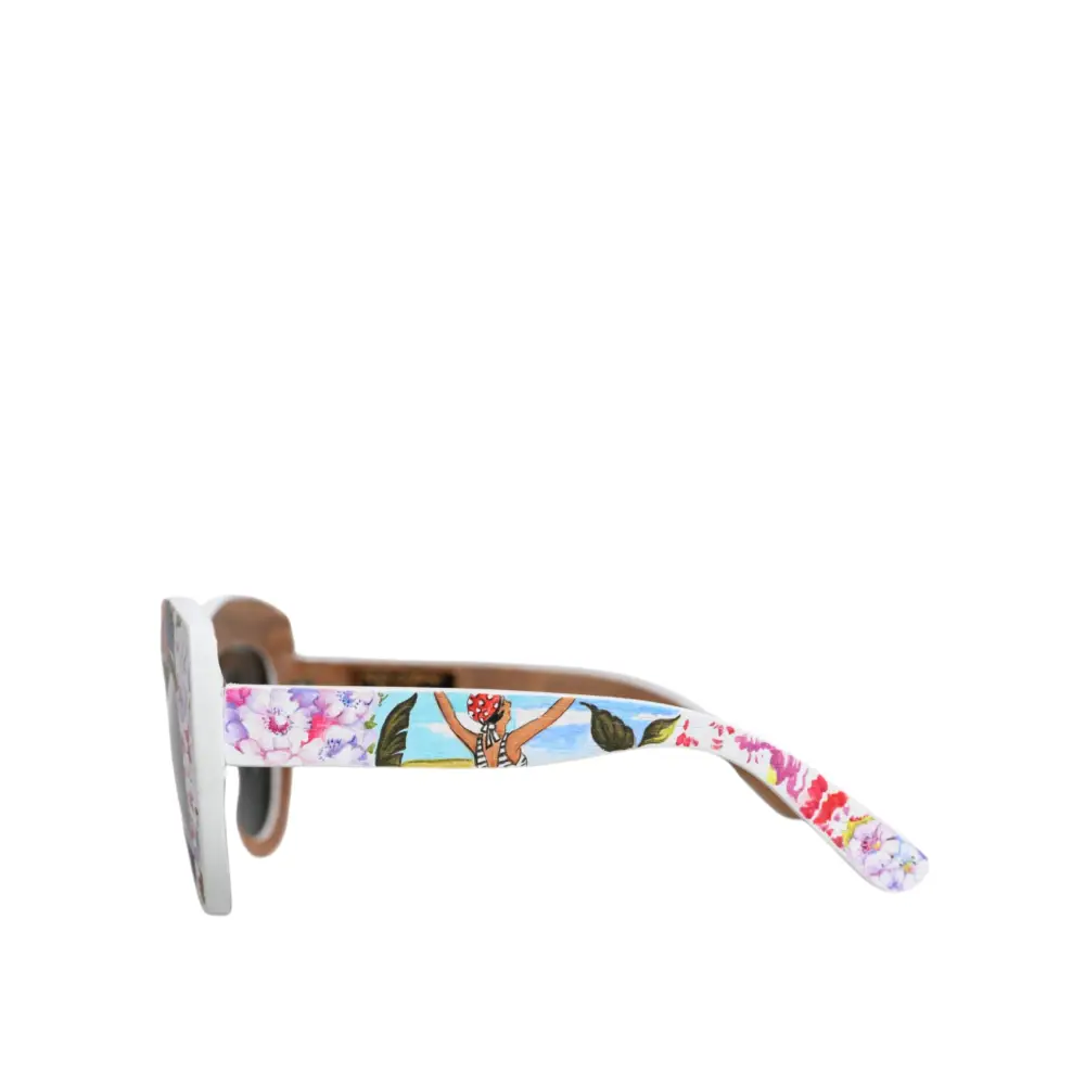 Dolce & Gabbana Multicolor Holz Kristall Messing Rahmen Floral Hand Paint Sonnenbrille