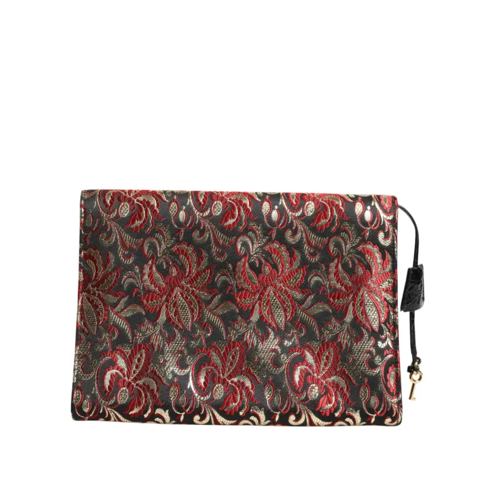 Dolce & Gabbana Multicolor Jacquard Floral Dokument Aktentasche Tasche