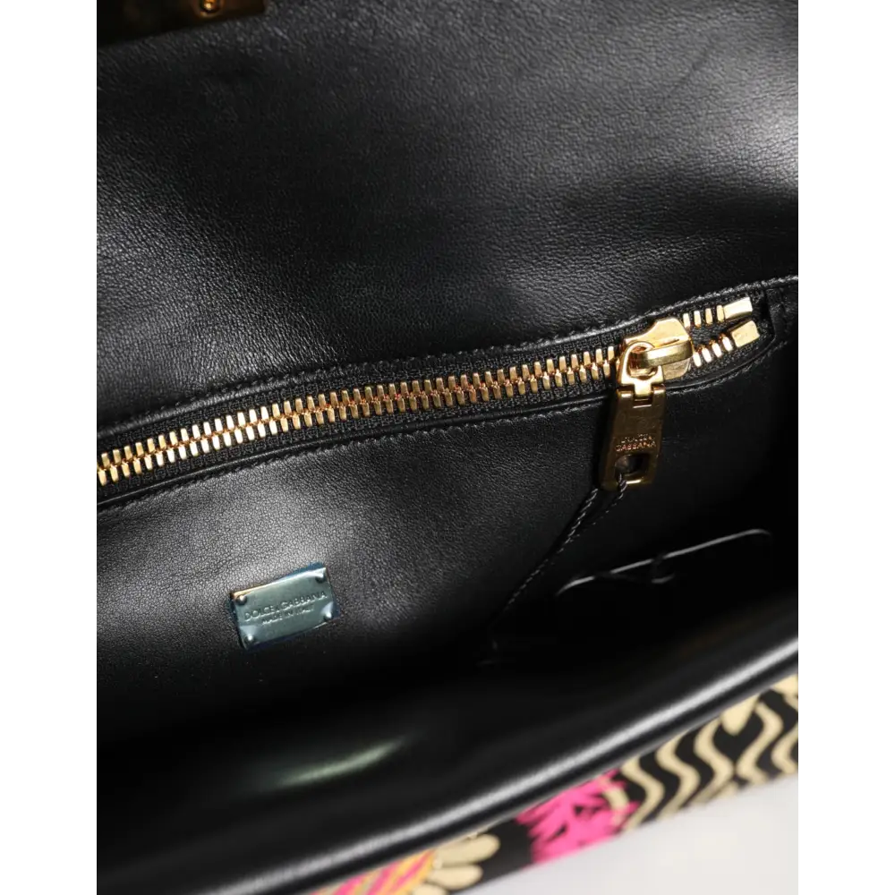 Dolce & Gabbana Multicolor Jacquard Floral Dokument Aktentasche Tasche