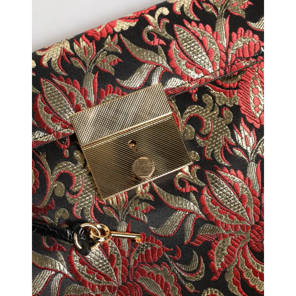 Dolce & Gabbana Multicolor Jacquard Floral Dokument Aktentasche Tasche