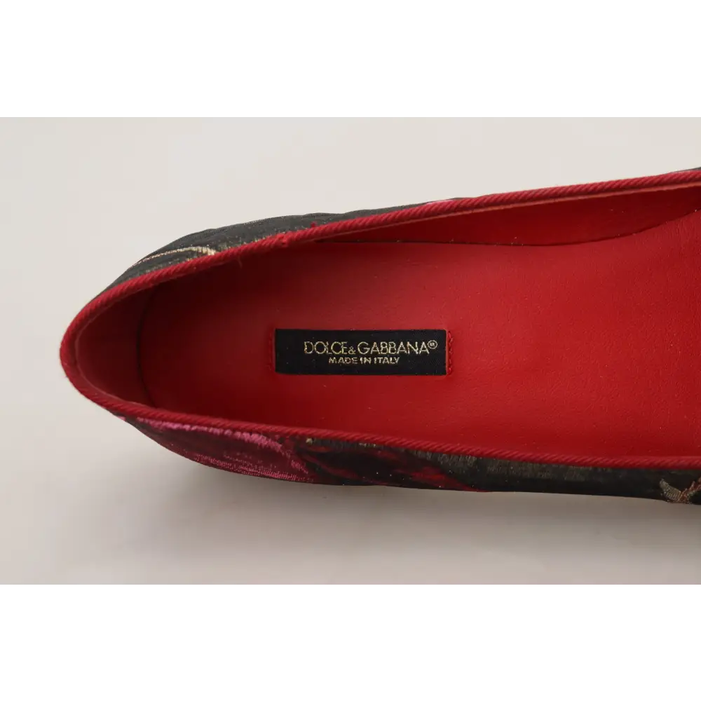 Dolce & Gabbana Multicolor Jacquard Heiliges Herz Patch Slip On Schuhe - EU35.5/US5