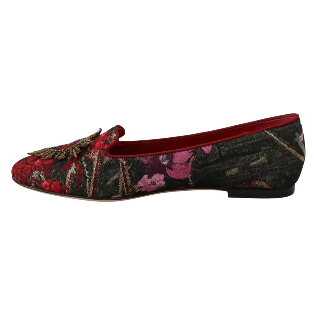 Dolce & Gabbana Multicolor Jacquard Heiliges Herz Patch Slip On Schuhe - EU35.5/US5