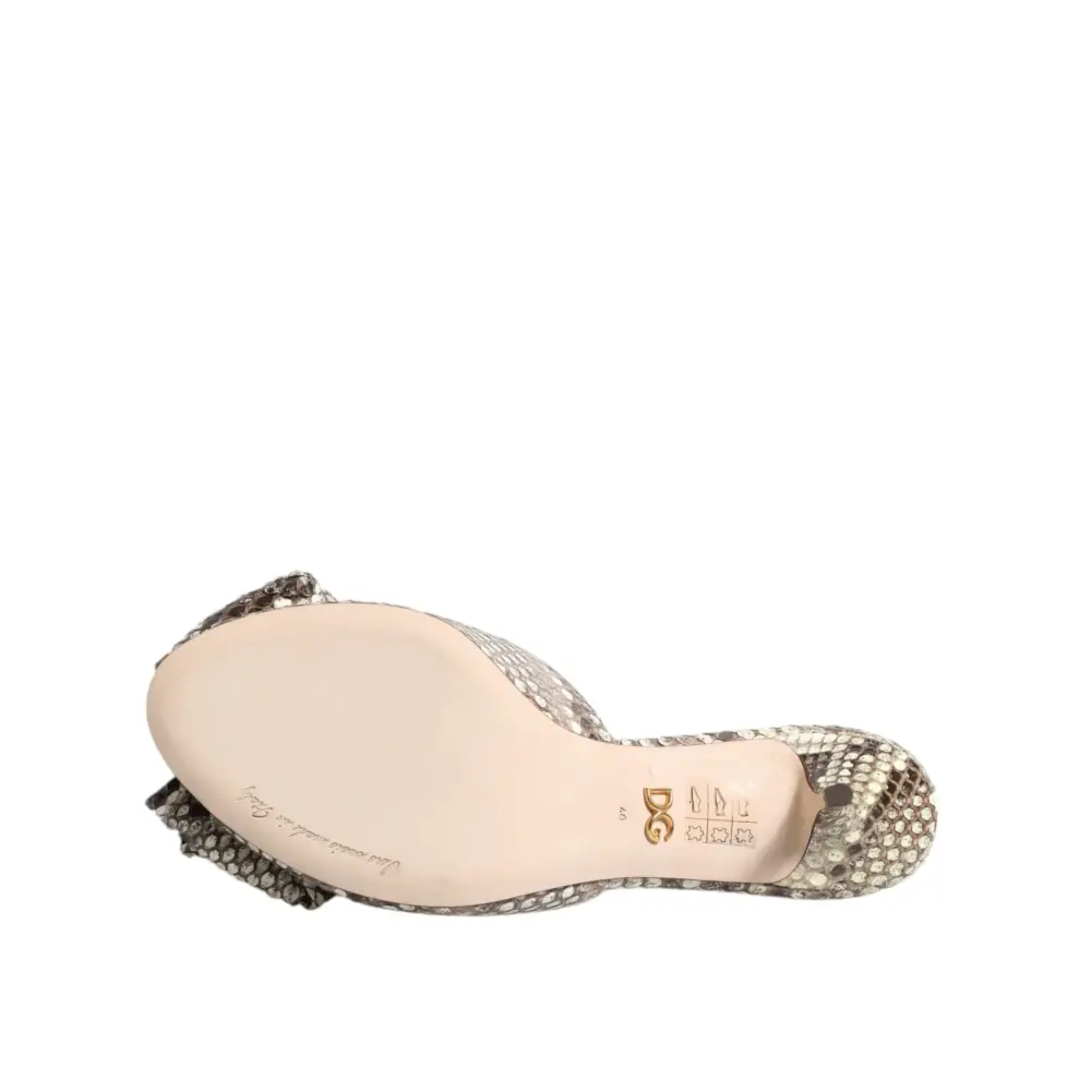 Dolce & Gabbana Multicolor Keira Schleife Leder Peep Toe Mules Schuhe