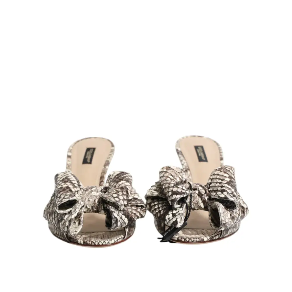 Dolce & Gabbana Multicolor Keira Schleife Leder Peep Toe Mules Schuhe