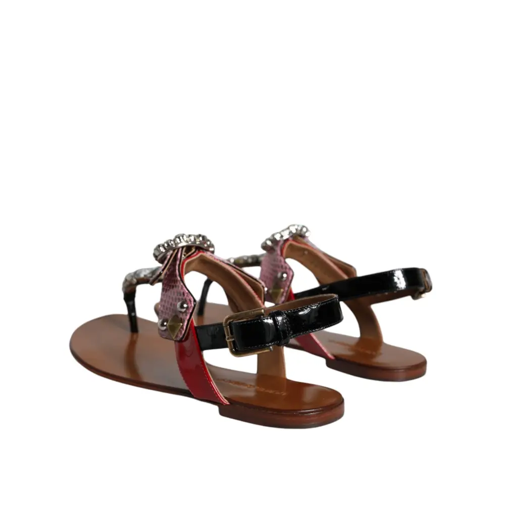 Dolce & Gabbana Multicolor Kristall Sandalen Flip Flops Schuhe - EU38.5/US8