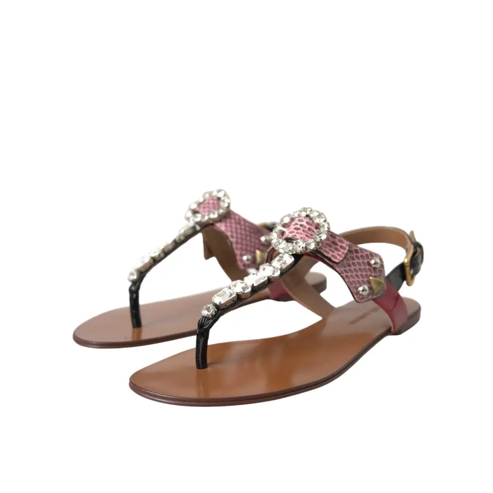 Dolce & Gabbana Multicolor Kristall Sandalen Flip Flops Schuhe - EU38/US7.5