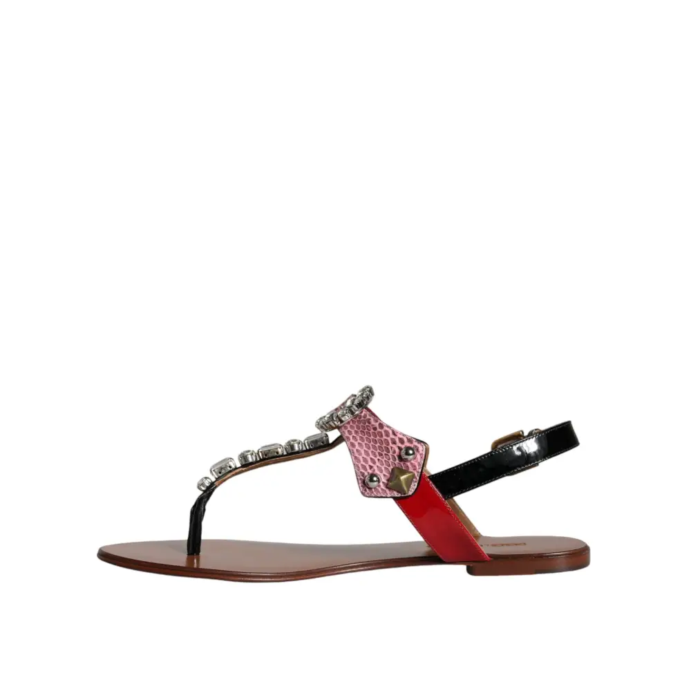 Dolce & Gabbana Multicolor Kristall Sandalen Flip Flops Schuhe - EU38.5/US8