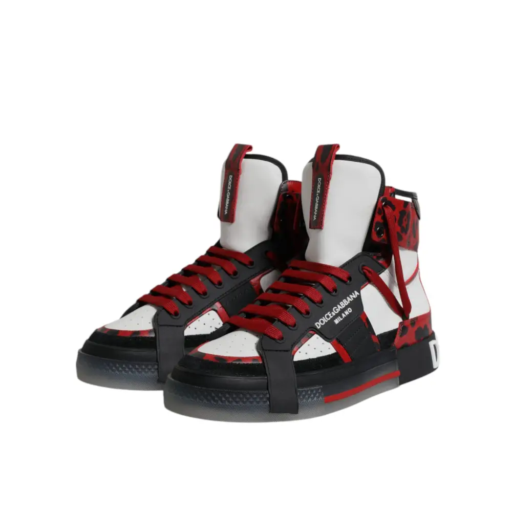 Dolce & Gabbana Multicolor Leder High Top Sneakers Schuhe