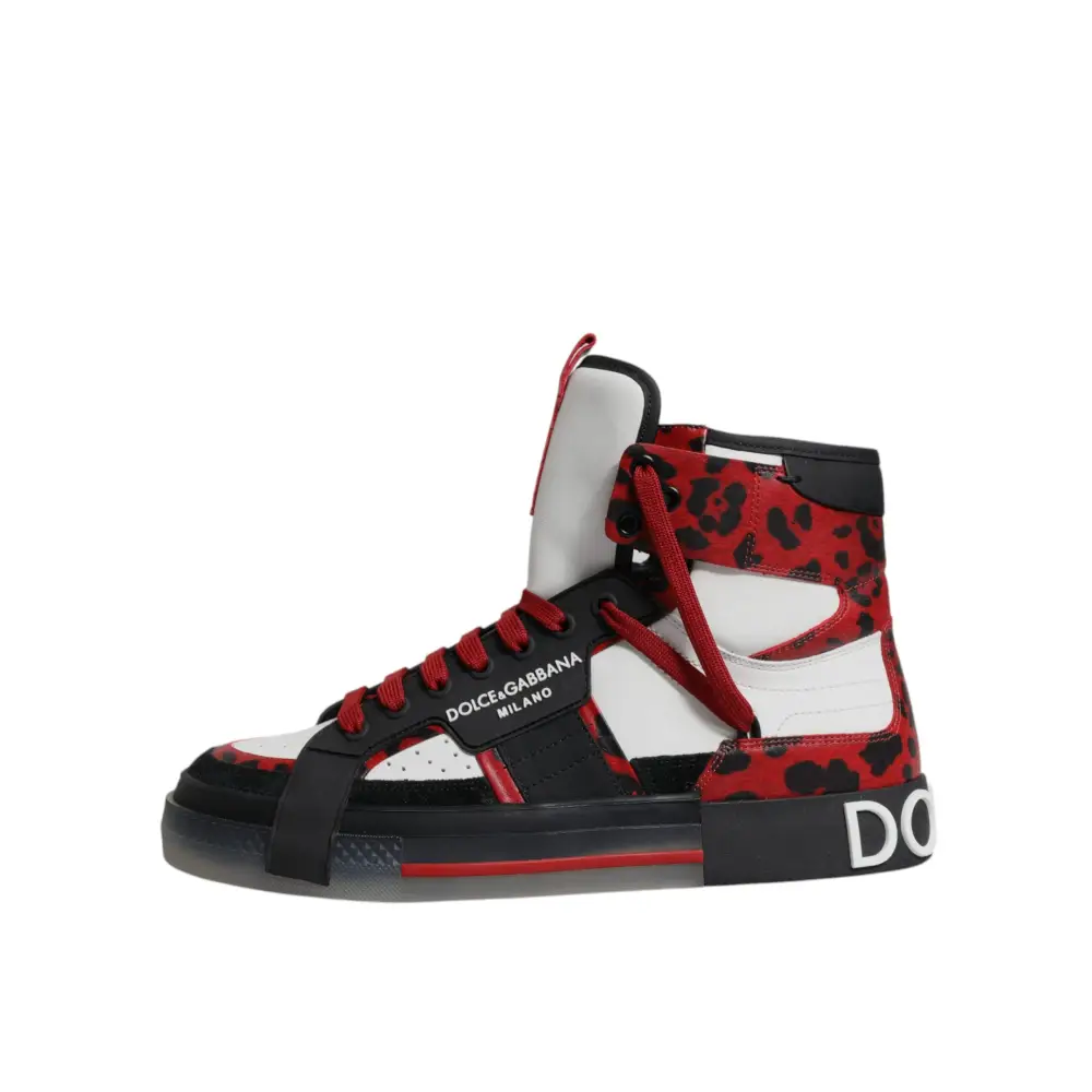 Dolce & Gabbana Multicolor Leder High Top Sneakers Schuhe