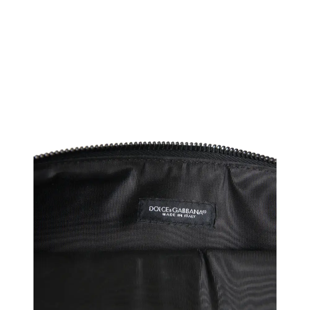 Dolce & Gabbana Multicolor Leopard Jacquard Logo Plaque Dokument Aktentasche Tasche