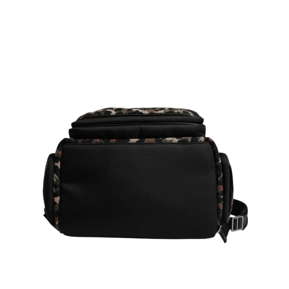 Dolce & Gabbana Multicolor Leopard Print DG Logo Plaque Männer Rucksack Tasche