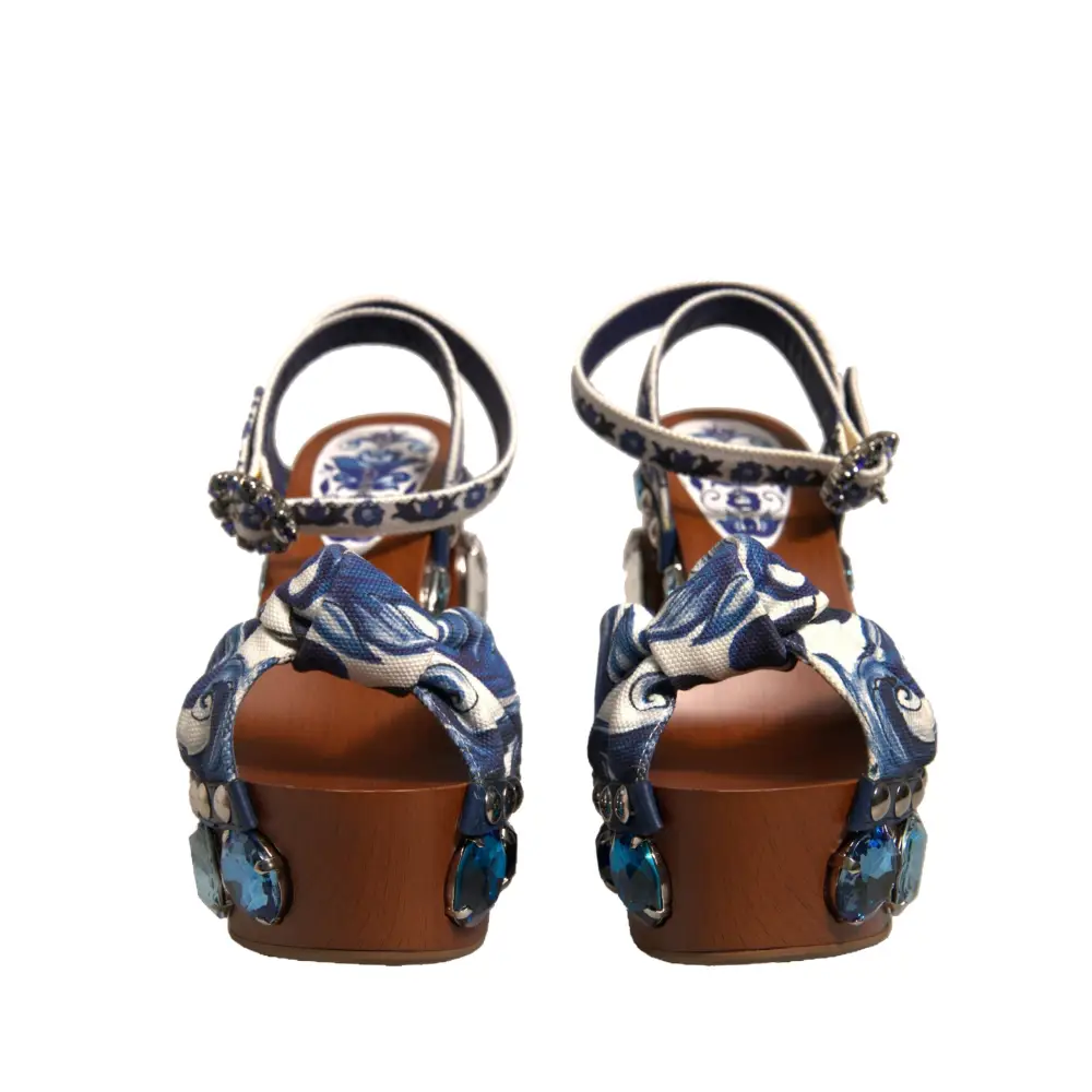 Dolce & Gabbana Multicolor Majolika verschönerte Keilsandalen Schuhe - EU36/US6