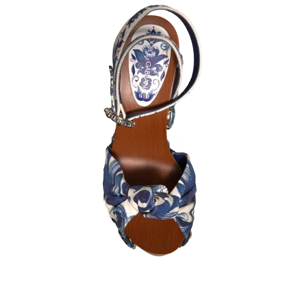 Dolce & Gabbana Multicolor Majolika verschönerte Keilsandalen Schuhe - EU36/US6