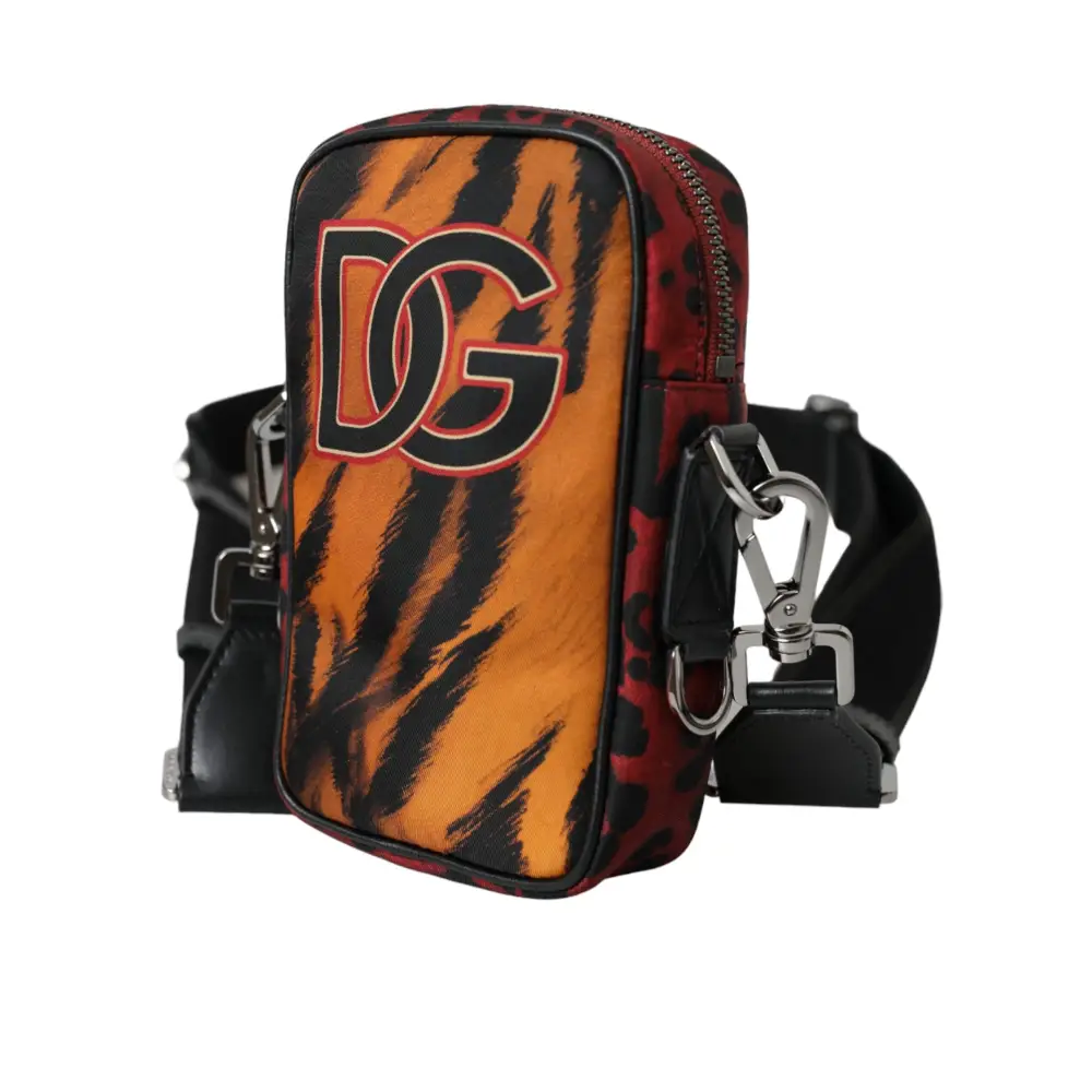 Dolce & Gabbana Multicolor Tiger Print Nylon Logo Cross Body Bag