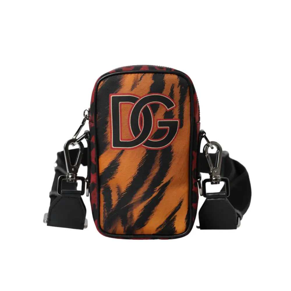Dolce & Gabbana Multicolor Tiger Print Nylon Logo Cross Body Bag