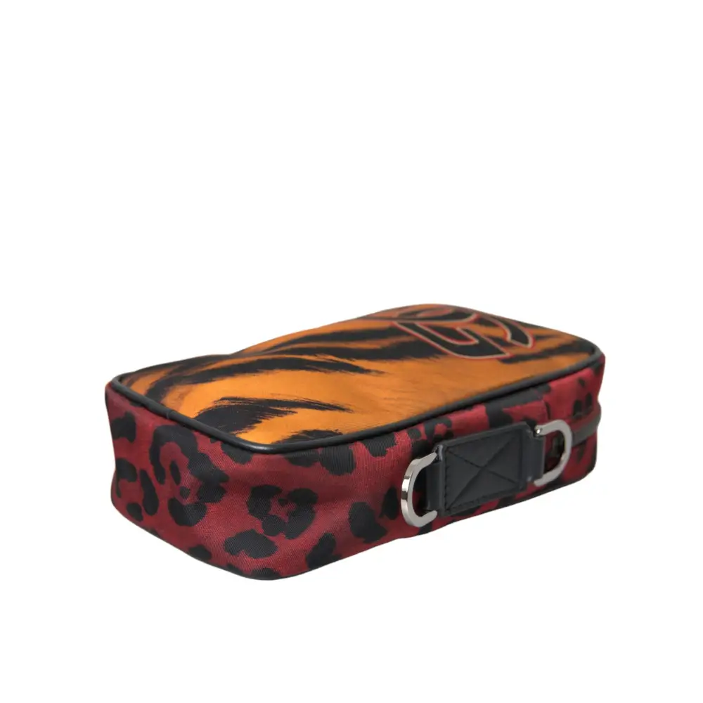 Dolce & Gabbana Multicolor Tiger Print Nylon Logo Cross Body Bag