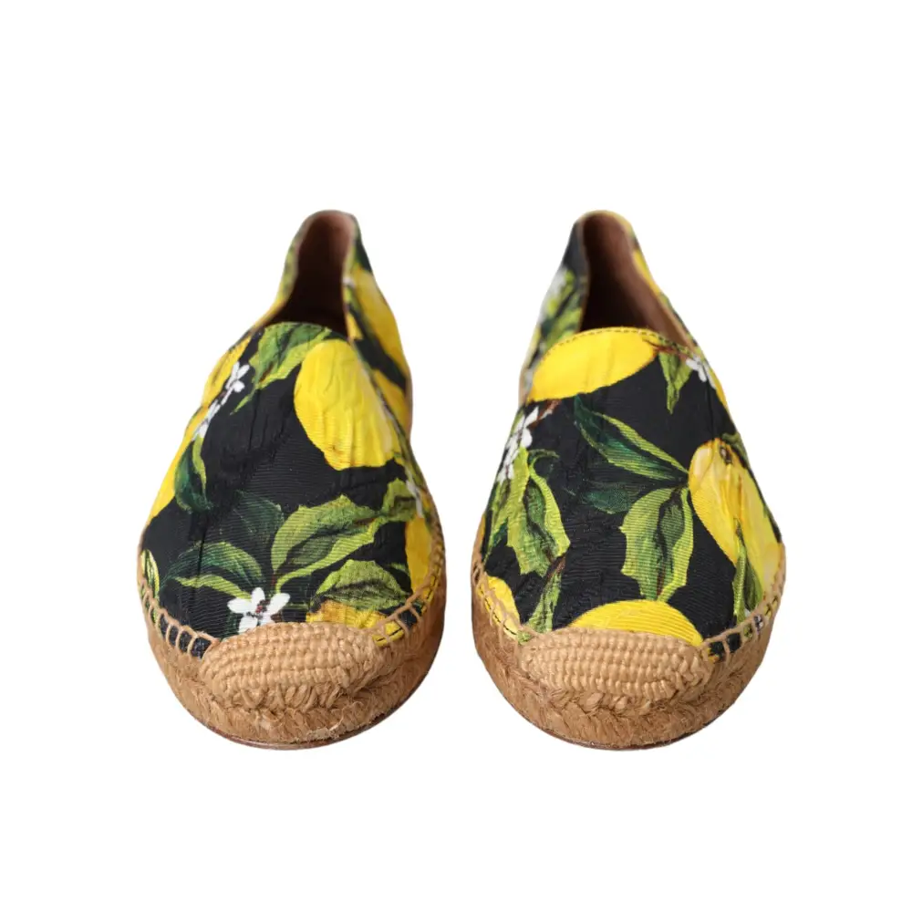 Dolce & Gabbana Multicolor Zitrone Slip On Espadrilles Schuhe