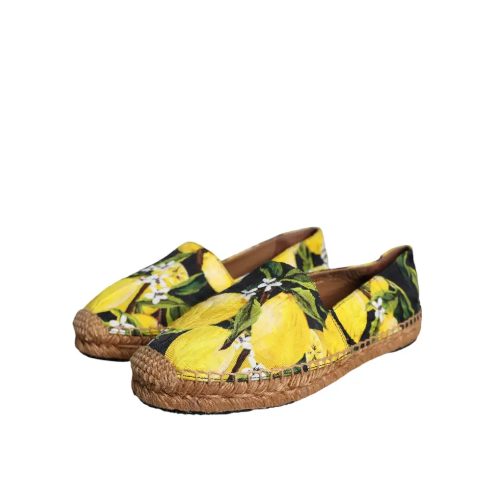 Dolce & Gabbana Multicolor Zitrone Slip On Espadrilles Schuhe - EU35/US4.5
