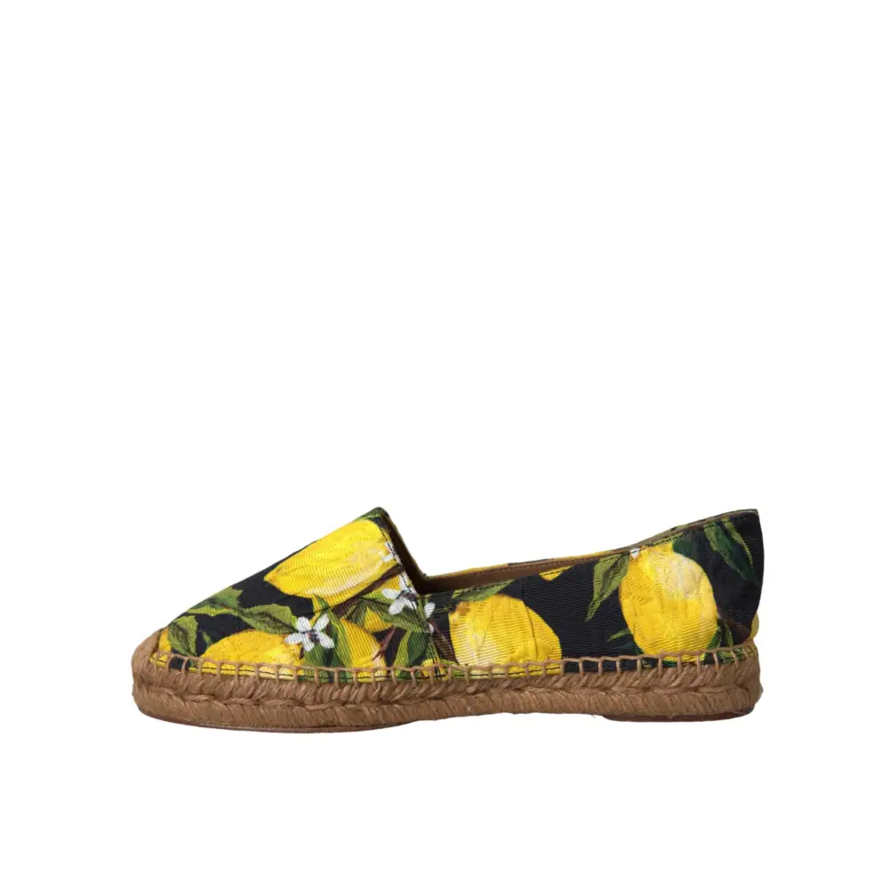 Dolce & Gabbana Multicolor Zitrone Slip On Espadrilles Schuhe
