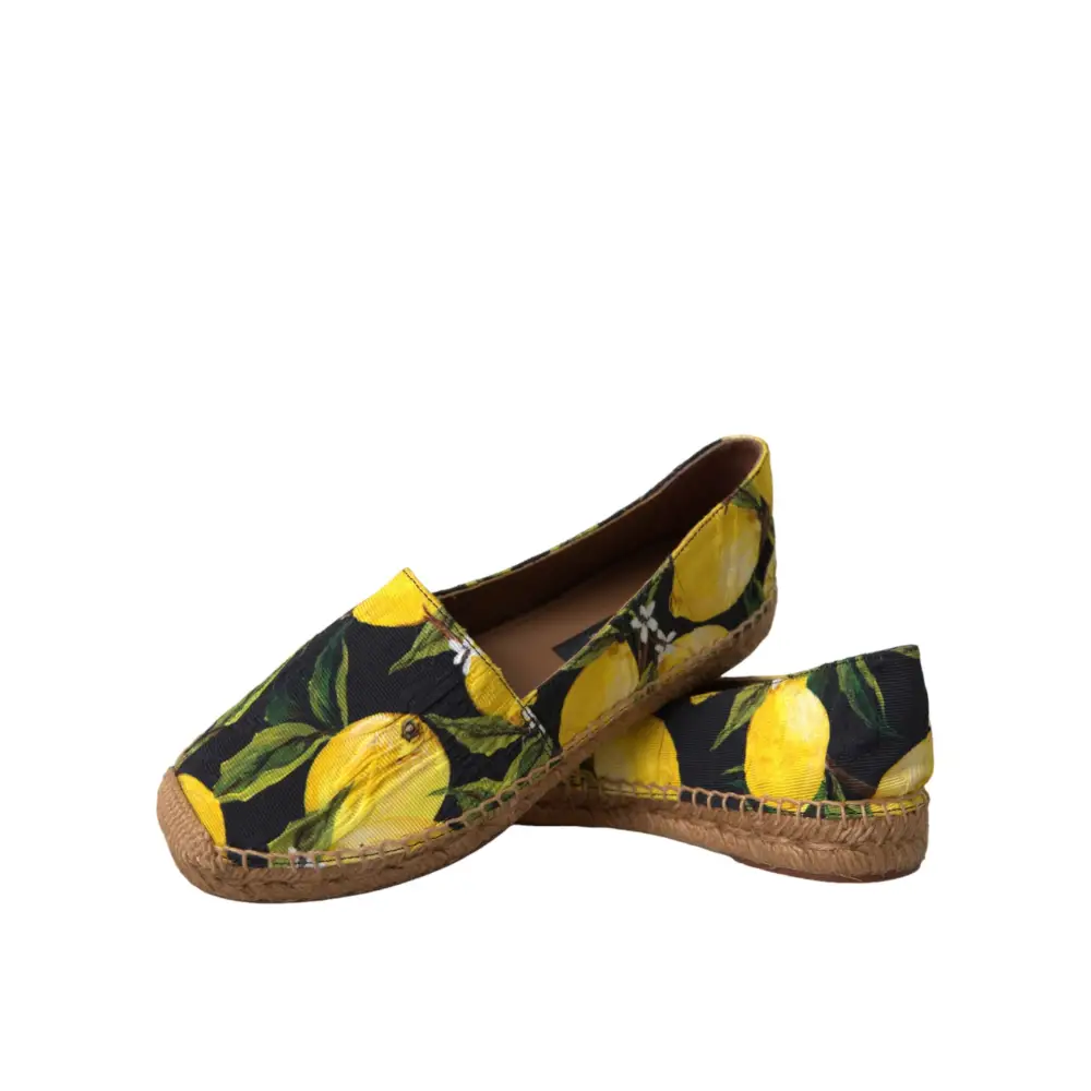 Dolce & Gabbana Multicolor Zitrone Slip On Espadrilles Schuhe