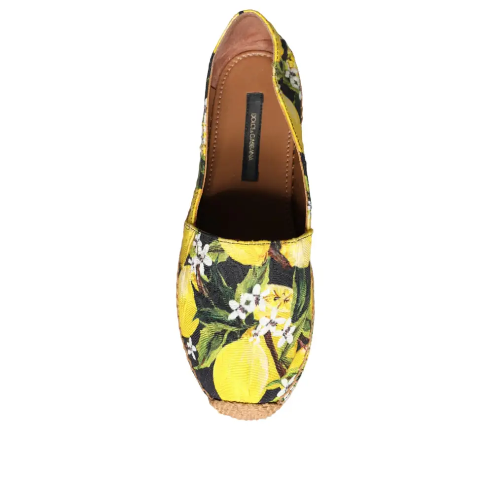 Dolce & Gabbana Multicolor Zitrone Slip On Espadrilles Schuhe - EU35/US4.5