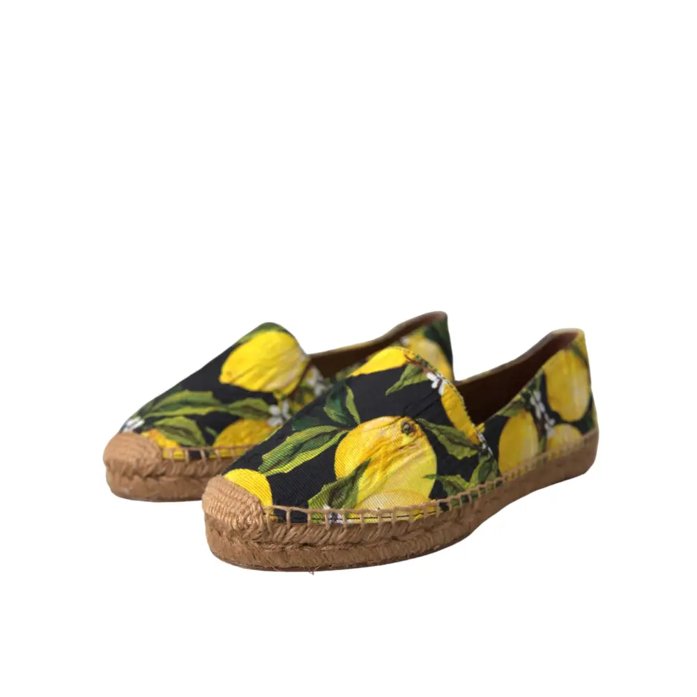 Dolce & Gabbana Multicolor Zitrone Slip On Espadrilles Schuhe
