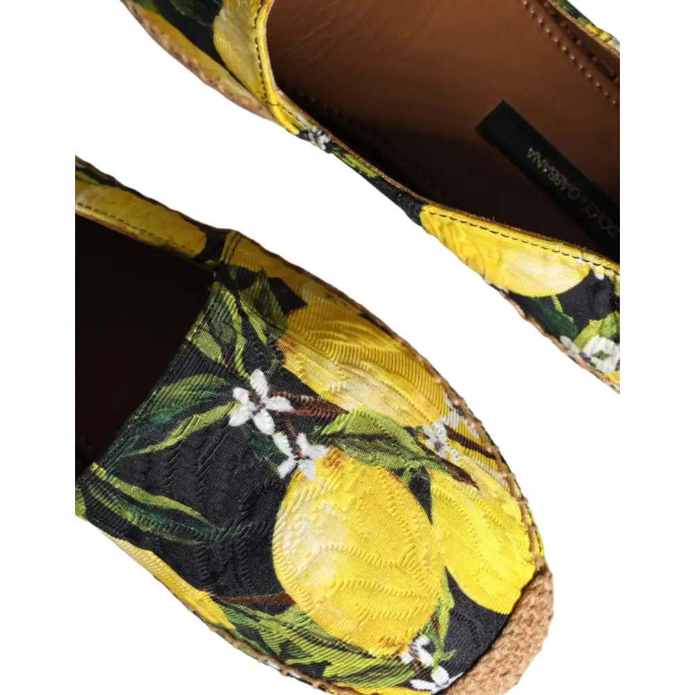 Dolce & Gabbana Multicolor Zitrone Slip On Espadrilles Schuhe - EU35/US4.5