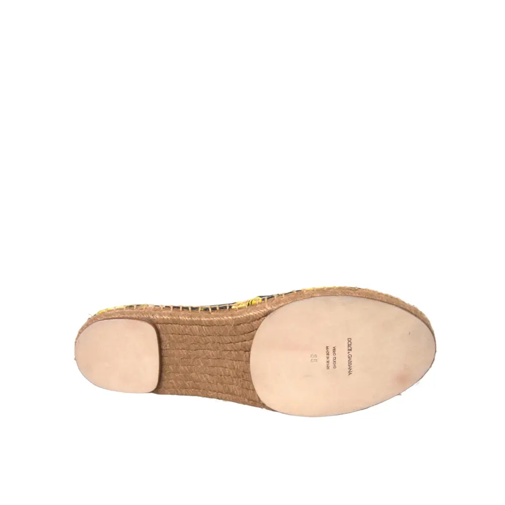 Dolce & Gabbana Multicolor Zitrone Slip On Espadrilles Schuhe