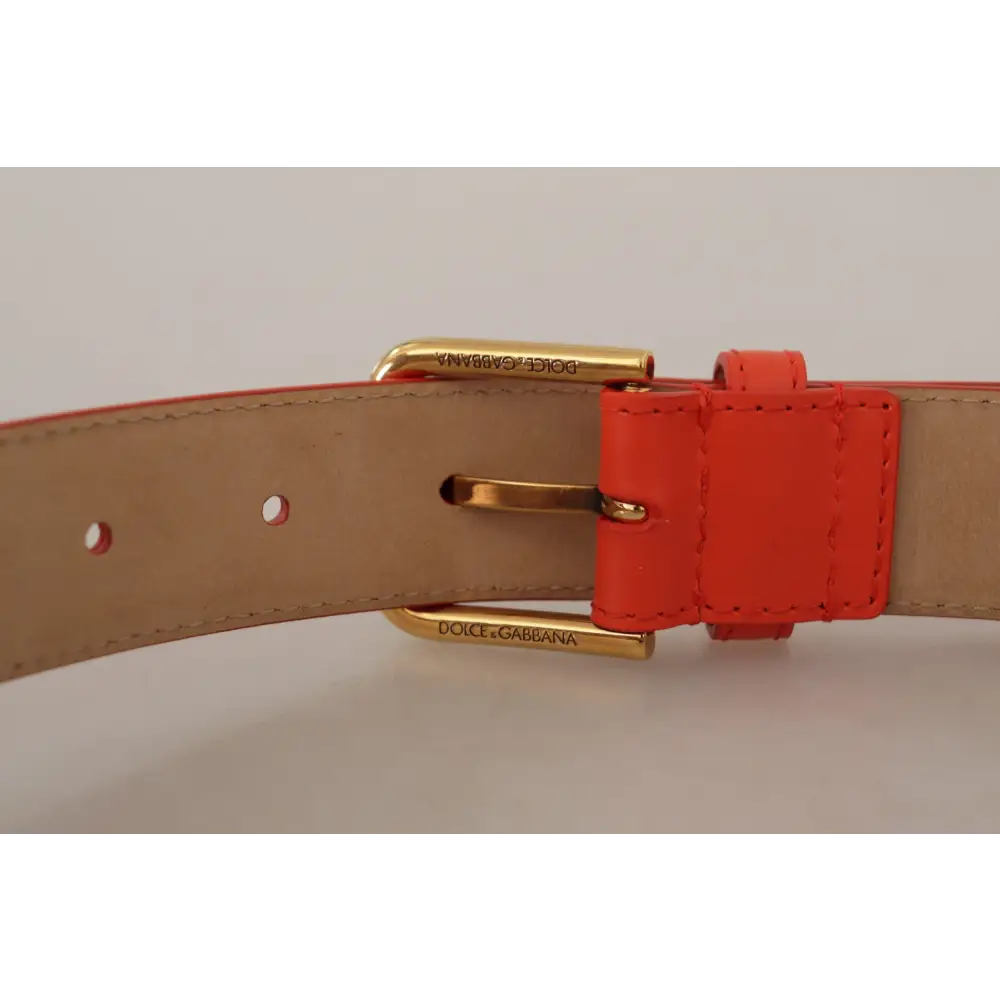 Dolce & Gabbana Orange Leder Devotion Heart Micro Tasche Kopfhörer Gürtel - 70 cm / 28 Inches