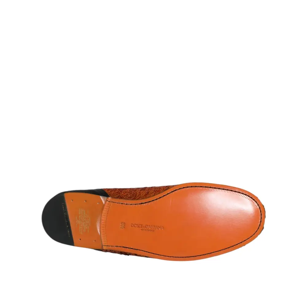 Dolce & Gabbana Orange Pailletten verschönert Männer Loafers Schuhe