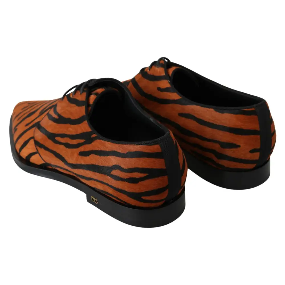 Dolce & Gabbana Orange Pony Haar Formal Kleid Broque Schuhe - EU41/US10.5