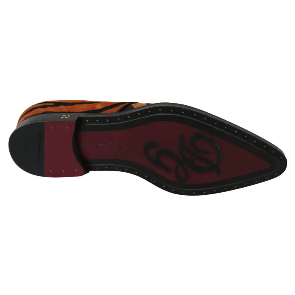 Dolce & Gabbana Orange Pony Haar Formal Kleid Broque Schuhe - EU41/US10.5